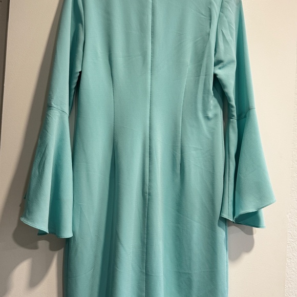 Karl Lagerfeld Paris Teal Shift Dress Bell Sleeves Size 6 - Picture 3 of 4
